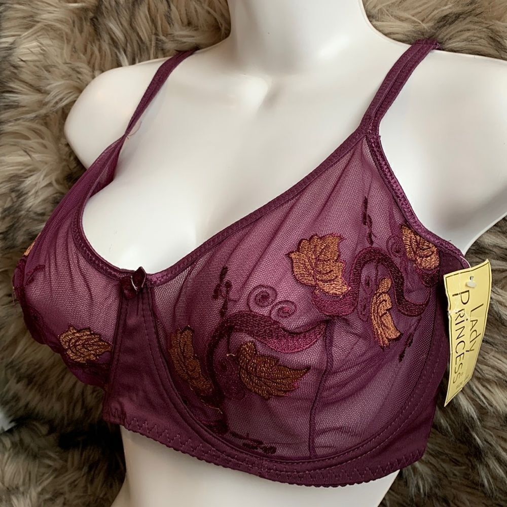 Lady Princess Embroidered Unlined Underwire Bra 44D